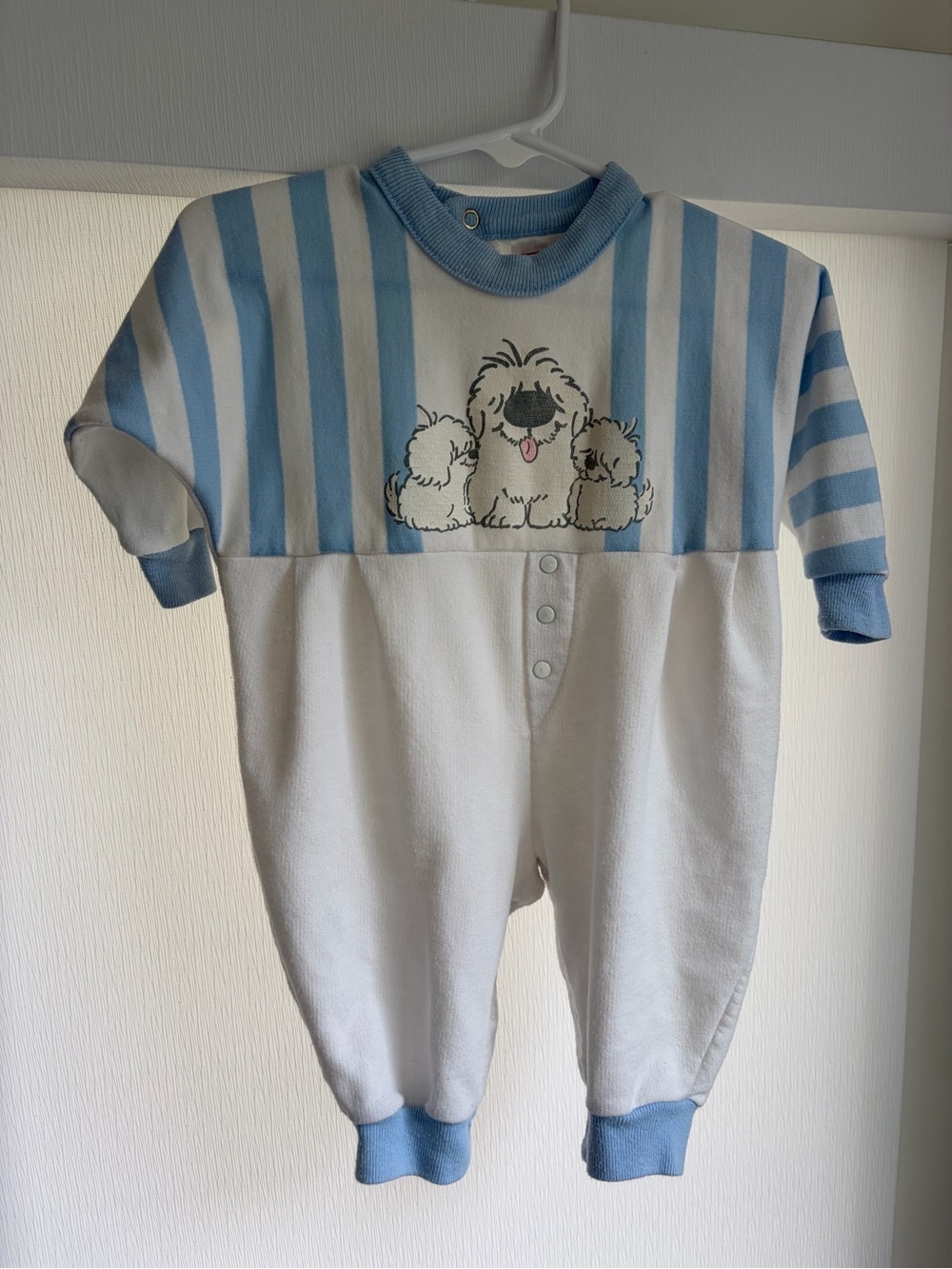 Vintage Buster Brown Blue & White Puppy Stripe Footless sleeper